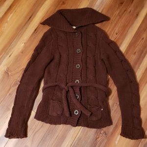American Eagle belted cableknit cardigan